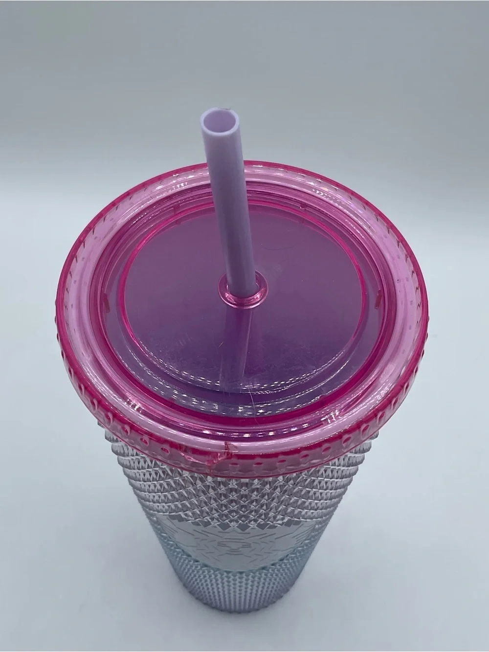 Starbucks 24 oz Jeweled Rainbow Iridescent Tumbler Pink Lid Straw Cold studded